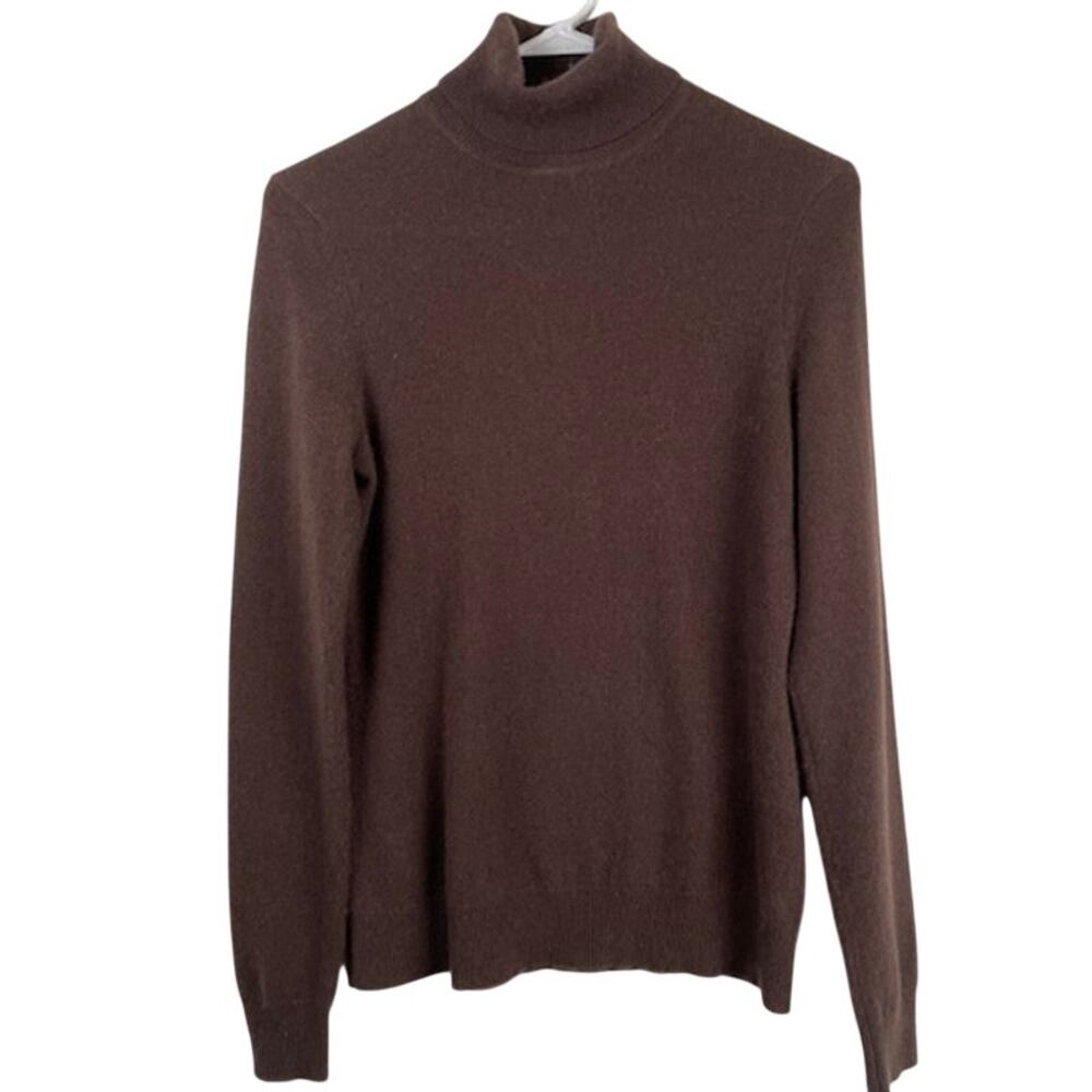 Lord & Taylor women's brown cashmere turtleneck sweater.